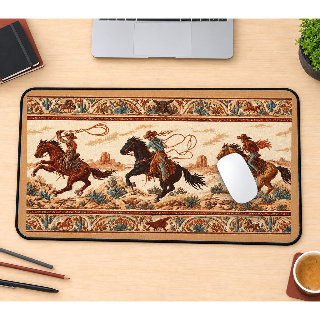 Western Riders and Desert Border desk mat — product mockup 1