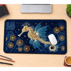 Celestial Seahorse on Navy desk mat — product mockup 1