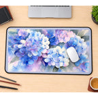 Blue and Lavender Hydrangea Blooms desk mat — product mockup 1