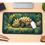 Sleeping Ankylosaurus in the Jungle desk mat — product mockup 1
