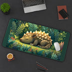 Sleeping Ankylosaurus in the Jungle desk mat — product mockup 3