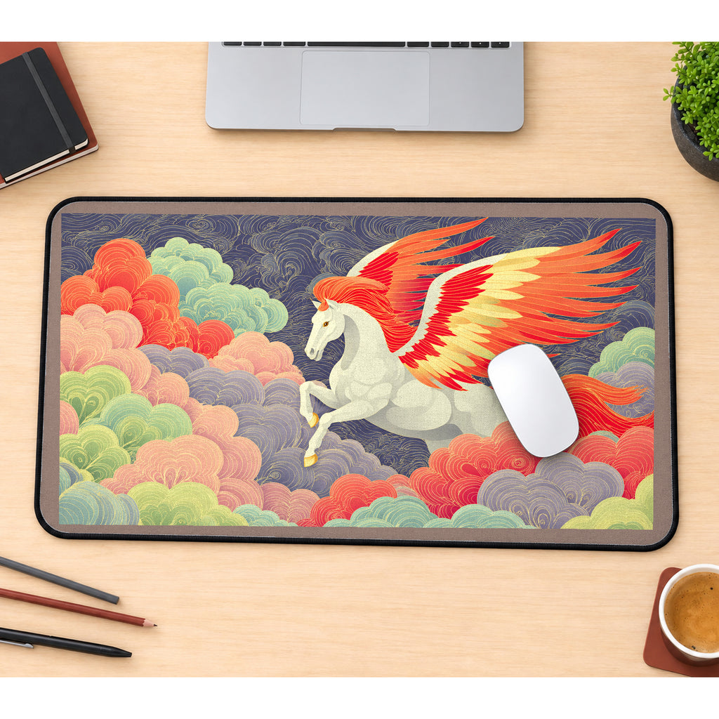 Rainbow Winged Pegasus desk mat — product mockup 1
