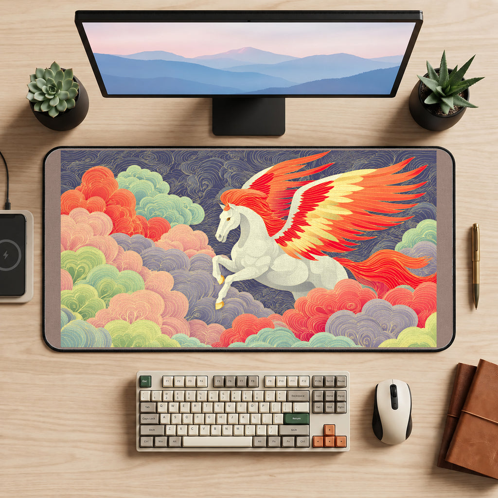 Rainbow Winged Pegasus desk mat — product mockup 2