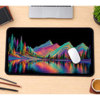 Rainbow Mountains Reflected in a Lake desk mat — product mockup 1