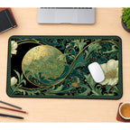 Emerald Moon and Art Nouveau Flowers desk mat — product mockup 1