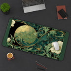 Emerald Moon and Art Nouveau Flowers desk mat — product mockup 3