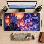 Fox Spirit at a Lantern Festival desk mat — product mockup 2