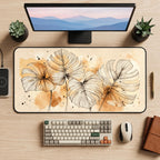 Beige Monstera Watercolor Leaves desk mat — product mockup 2