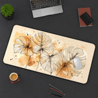 Beige Monstera Watercolor Leaves desk mat — product mockup 3