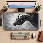 Black Dragon in Gray Mist desk mat — product mockup 2