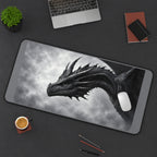 Black Dragon in Gray Mist desk mat — product mockup 3
