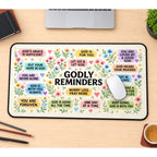 Floral Godly Reminders Collage desk mat — product mockup 1