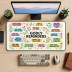 Floral Godly Reminders Collage desk mat — product mockup 2