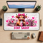 Stay Sassy Highland Cow desk mat — product mockup 2