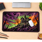 Haunted House in a Lightning Storm desk mat — product mockup 1