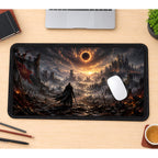 Cloaked Figure beneath a Dark Eclipse desk mat — product mockup 1