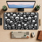 Black and White Skull Pile desk mat — product mockup 2