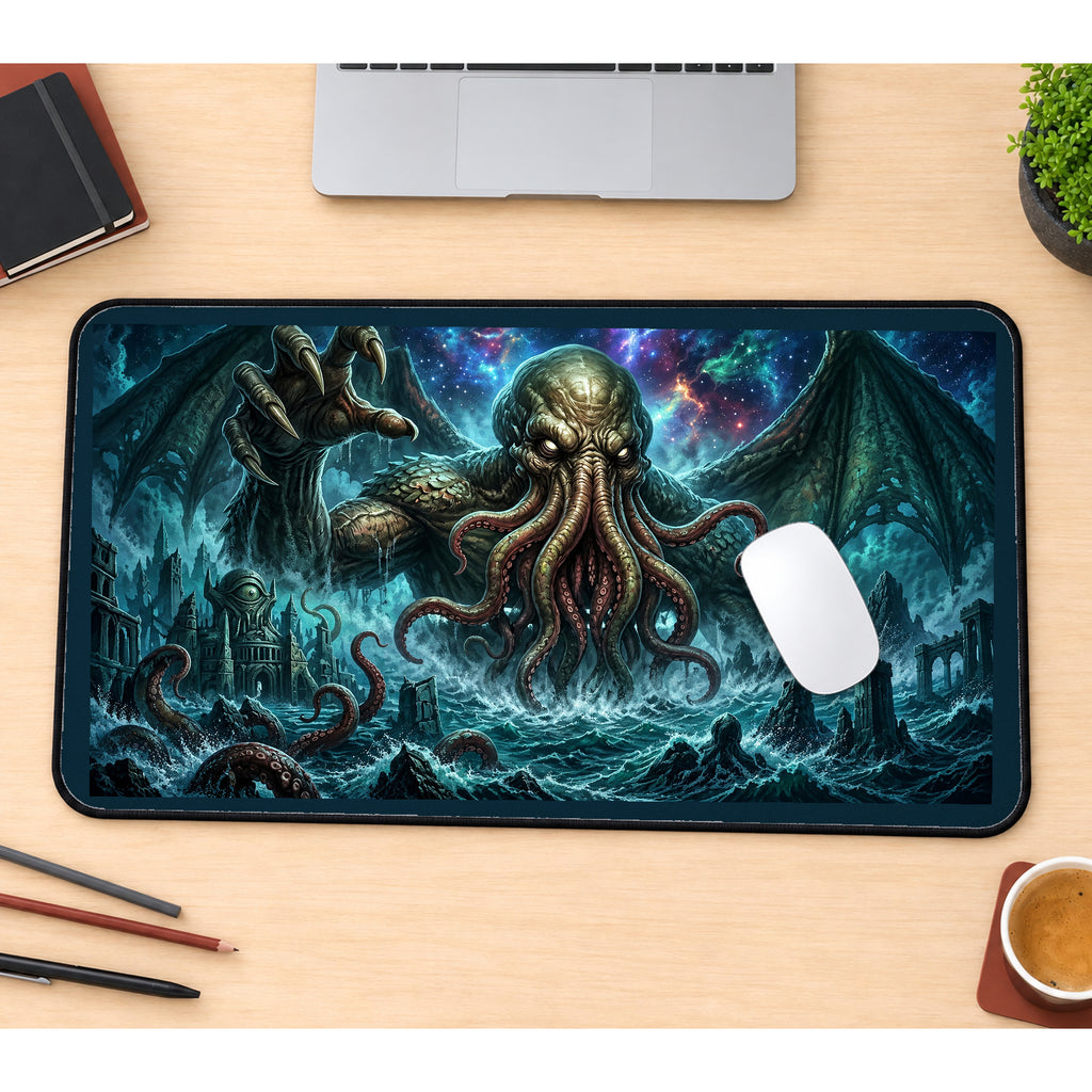 Winged Tentacled Sea Entity desk mat — product mockup 1