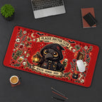Plague Doctor Club Collage desk mat — product mockup 3