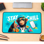 Stay Chill Tropical Monkey desk mat — product mockup 1