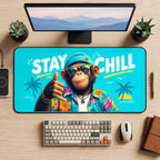Stay Chill Tropical Monkey desk mat — product mockup 2