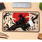 Black Samurai beneath a Red Sun desk mat — product mockup 1