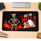Sarcastic Skeleton in Flames desk mat — product mockup 1