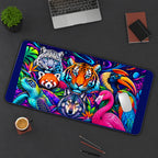 Rainbow Safari Animal Collage desk mat — product mockup 3