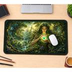 Woodland Fairy Holding a Green Orb desk mat — product mockup 1