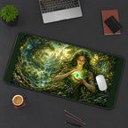 Woodland Fairy Holding a Green Orb desk mat — product mockup 3