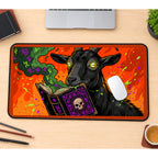 Black Goat Eating a Spellbook desk mat — product mockup 1