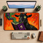 Black Goat Eating a Spellbook desk mat — product mockup 2