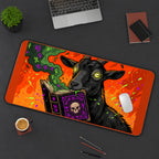 Black Goat Eating a Spellbook desk mat — product mockup 3