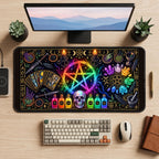 Rainbow Pentagram Witch Altar desk mat — product mockup 2