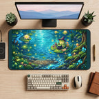 Wizard Frog at a Glowing Pond desk mat — product mockup 2