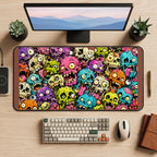 Colorful Melting Zombie Skull Pattern desk mat — product mockup 2