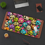 Colorful Melting Zombie Skull Pattern desk mat — product mockup 3