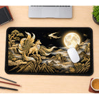 Golden Nine Tailed Fox at the Moon desk mat — product mockup 1