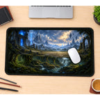 Floating Ruins above a Reflective Lake desk mat — product mockup 1