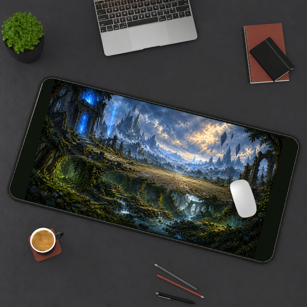 Floating Ruins above a Reflective Lake desk mat — product mockup 3