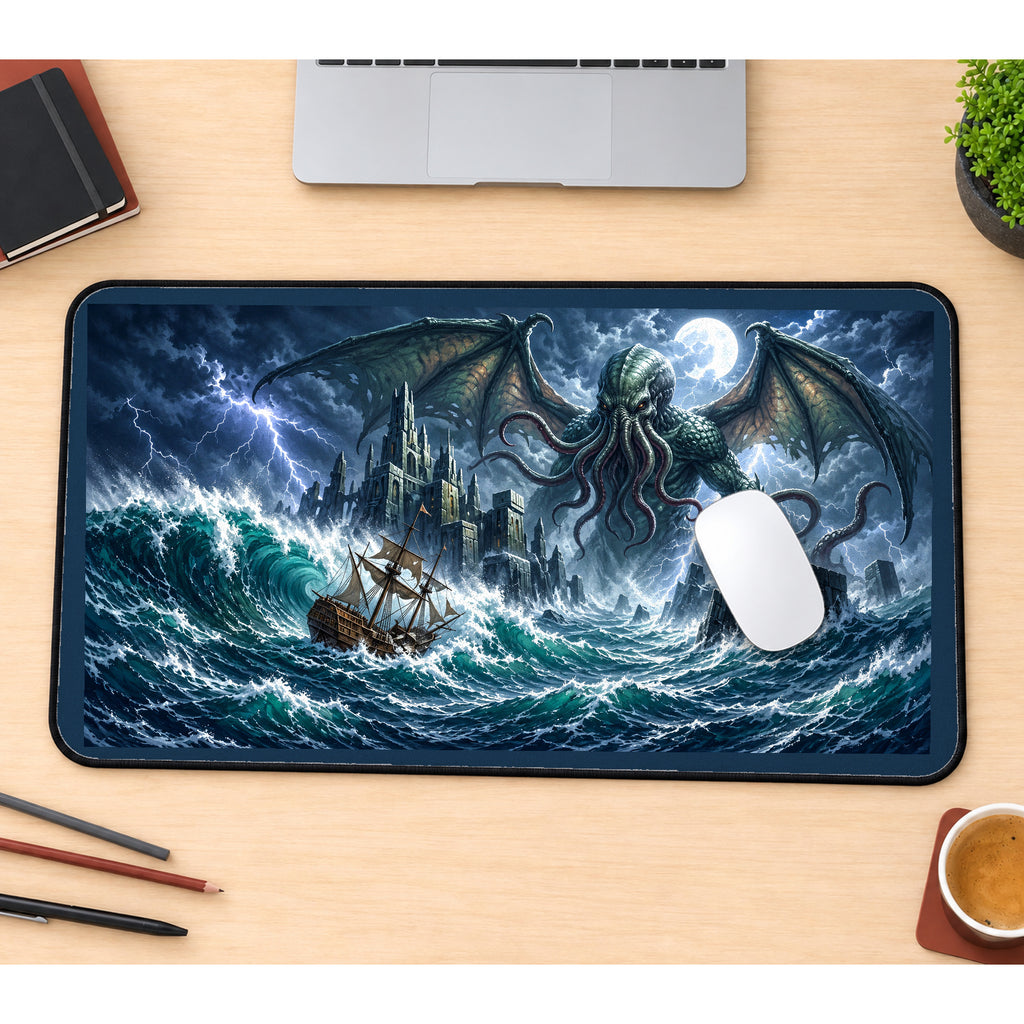 Tentacled Giant in a Stormy Sea desk mat — product mockup 1