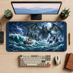 Tentacled Giant in a Stormy Sea desk mat — product mockup 2
