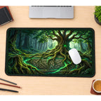 Ancient Tree with Glowing Green Roots desk mat — product mockup 1