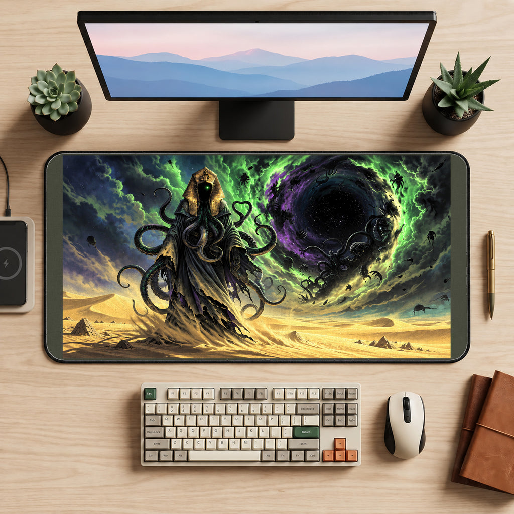 Hooded Tentacled Desert Wanderer desk mat — product mockup 2