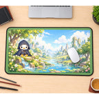 Hooded Duck in a Flower Valley desk mat — product mockup 1