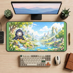 Hooded Duck in a Flower Valley desk mat — product mockup 2