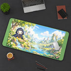 Hooded Duck in a Flower Valley desk mat — product mockup 3