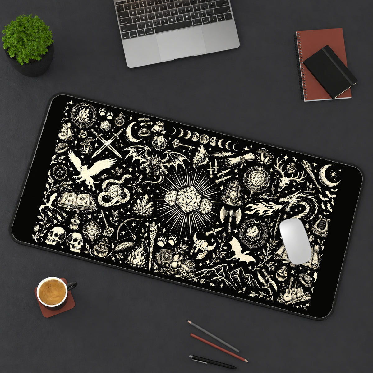Tabletop Fantasy Symbol Pattern desk mat — product mockup 3