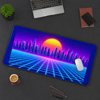 Retro Neon Skyline and Grid desk mat — product mockup 3