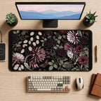 Black Roses and Dusty Pink Flowers desk mat — product mockup 2